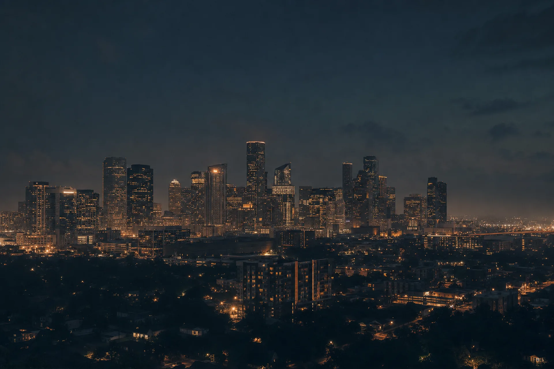 The Houston skyline at dusk